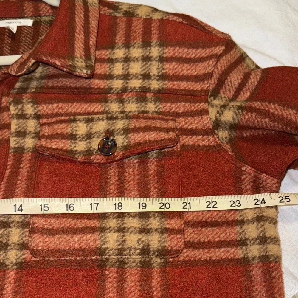 Maurices Rust and Beige Plaid Utility Jacket - Picture 5 of 8
